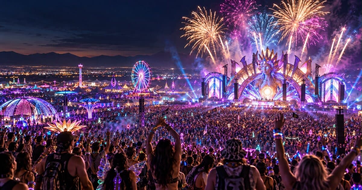 EDC Las Vegas festival crowd and stage